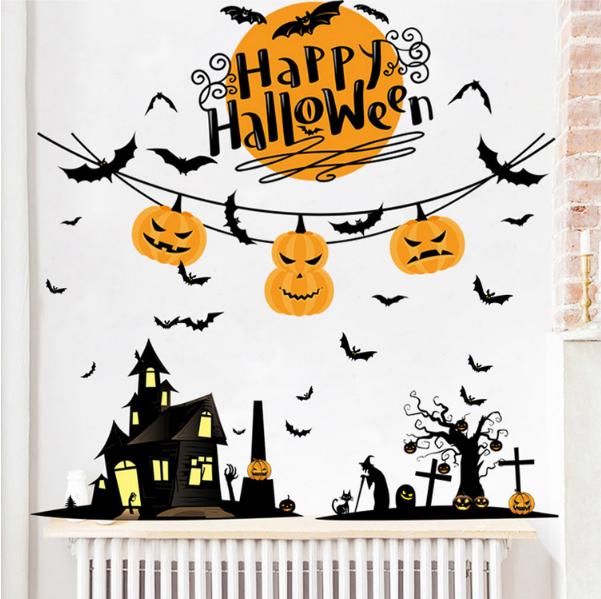 COMBO DECAL DÁN TƯỜNG - Bộ 3 Bí Đỏ kết hợp ngôi nhà quỷ