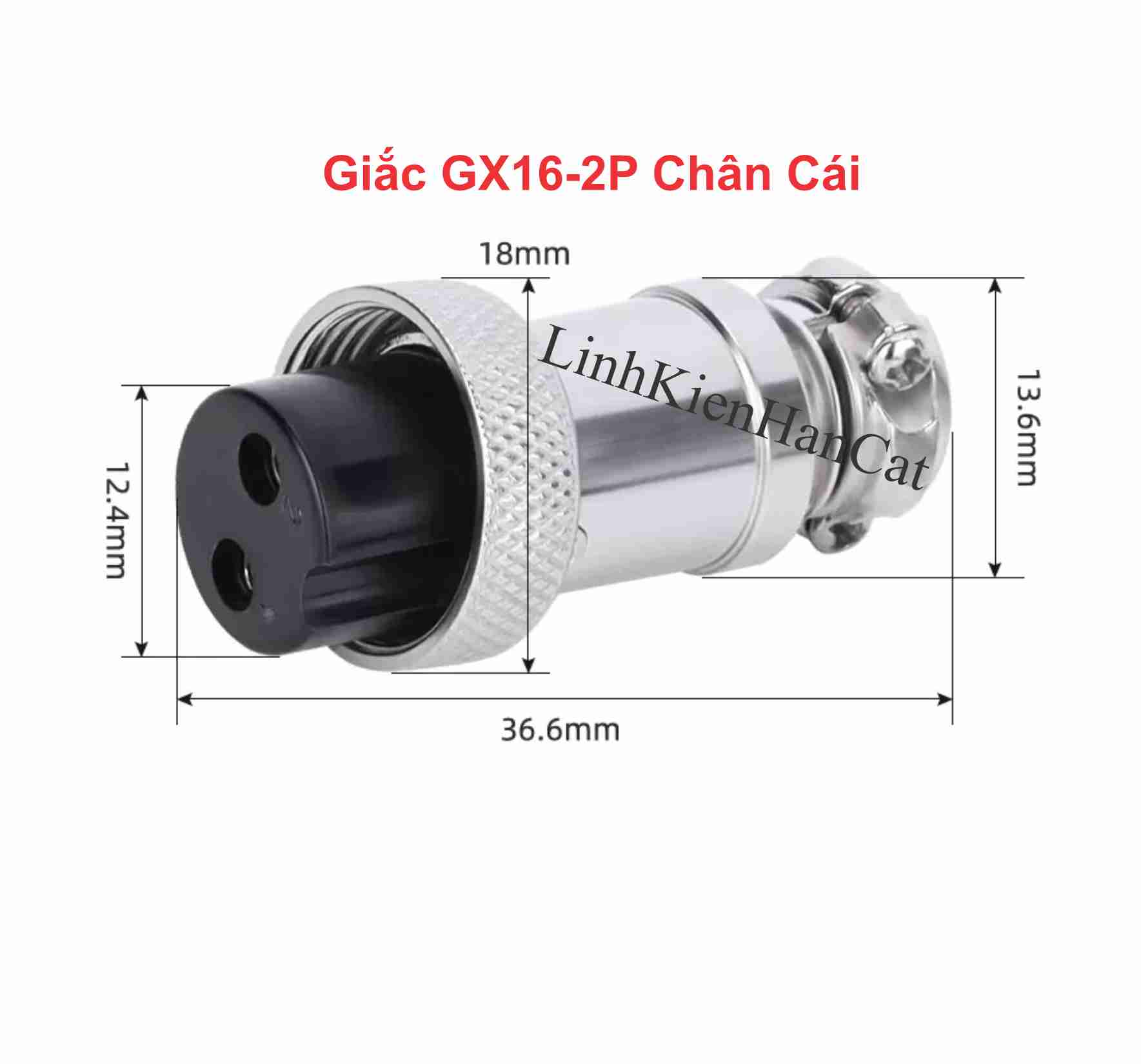 Giắc gx16-2p chân cái