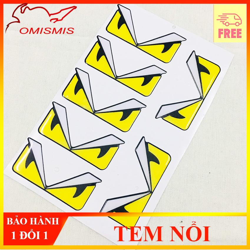 [HCM][TEM NỔI] BỘ TEM NỔI DECAL STICKER TEM TRANG TRÍ XE MẮT CÚ VÀNG