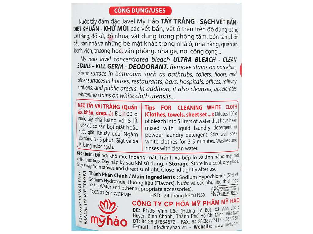 Nước tẩy Javel Mỹ Hảo