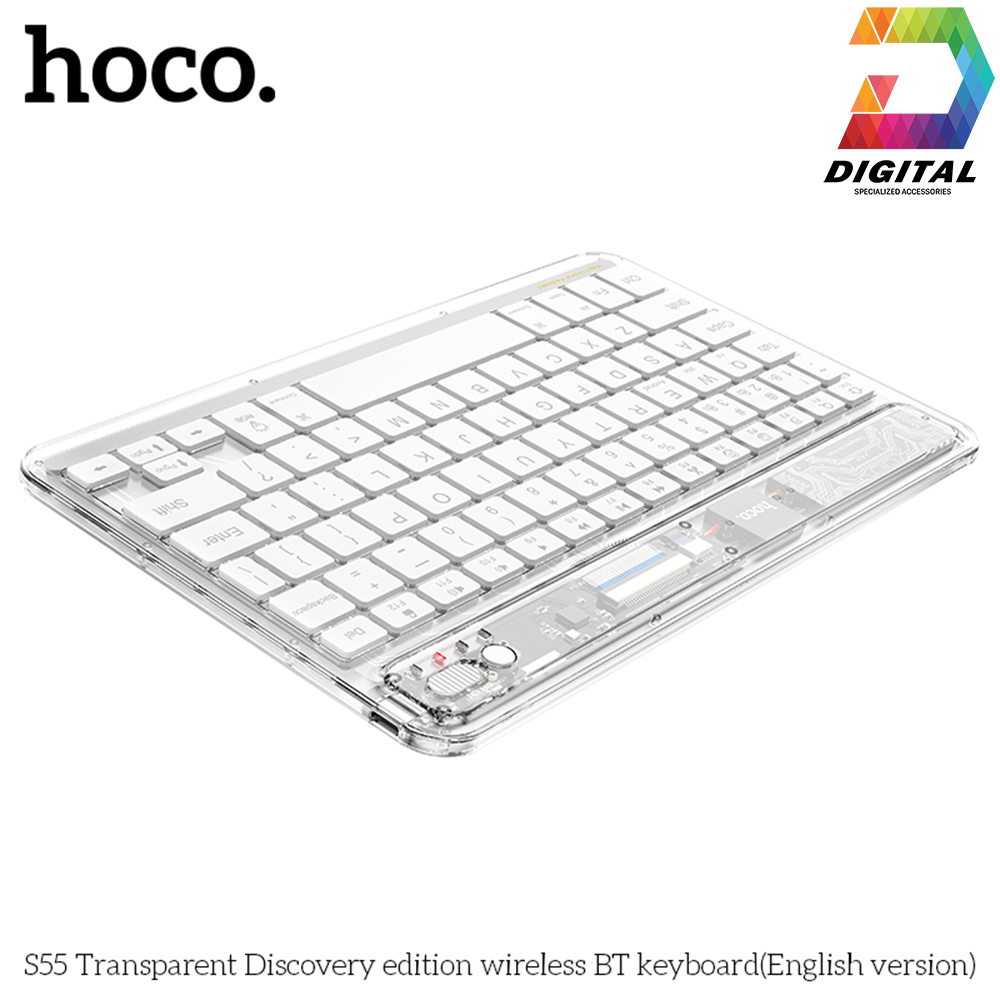Bàn Phím Bluetooth Mini Trong Suốt Hoco S55 Cho Smartphone, iPad, Máy Tính Cao Cấp