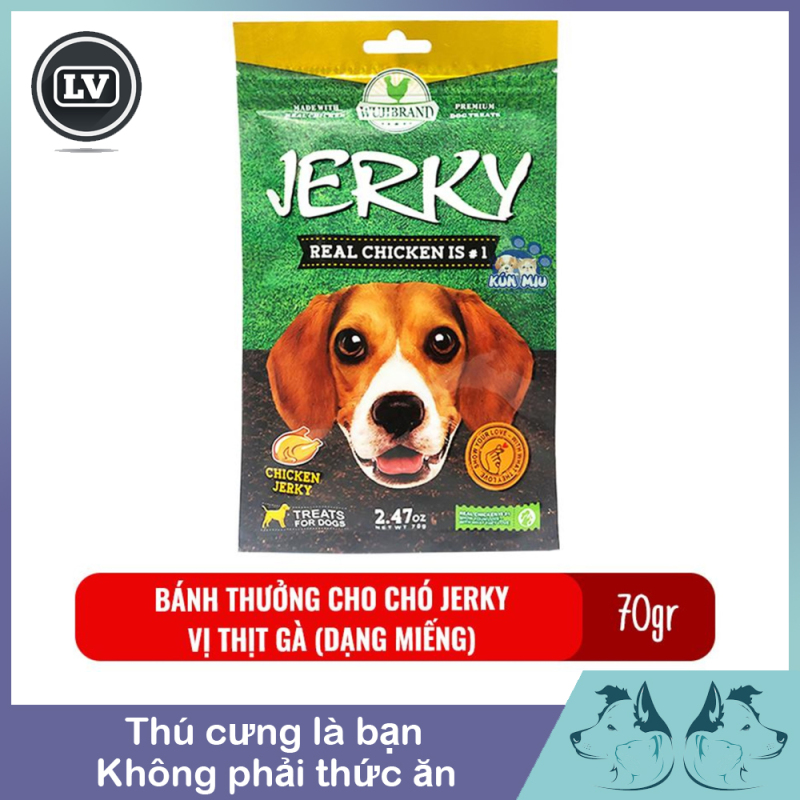 Bánh thưởng cho chó Jerky 70gr - Vị thịt gà dạng miếng