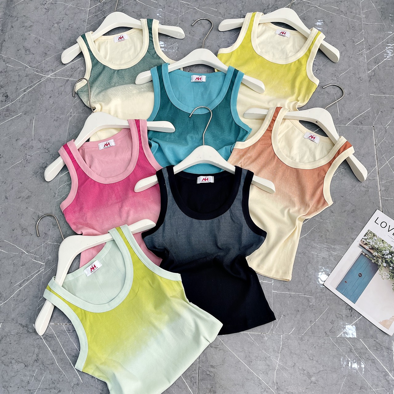 Áo thun nữ ba lỗ ôm body phối loang (A.H)