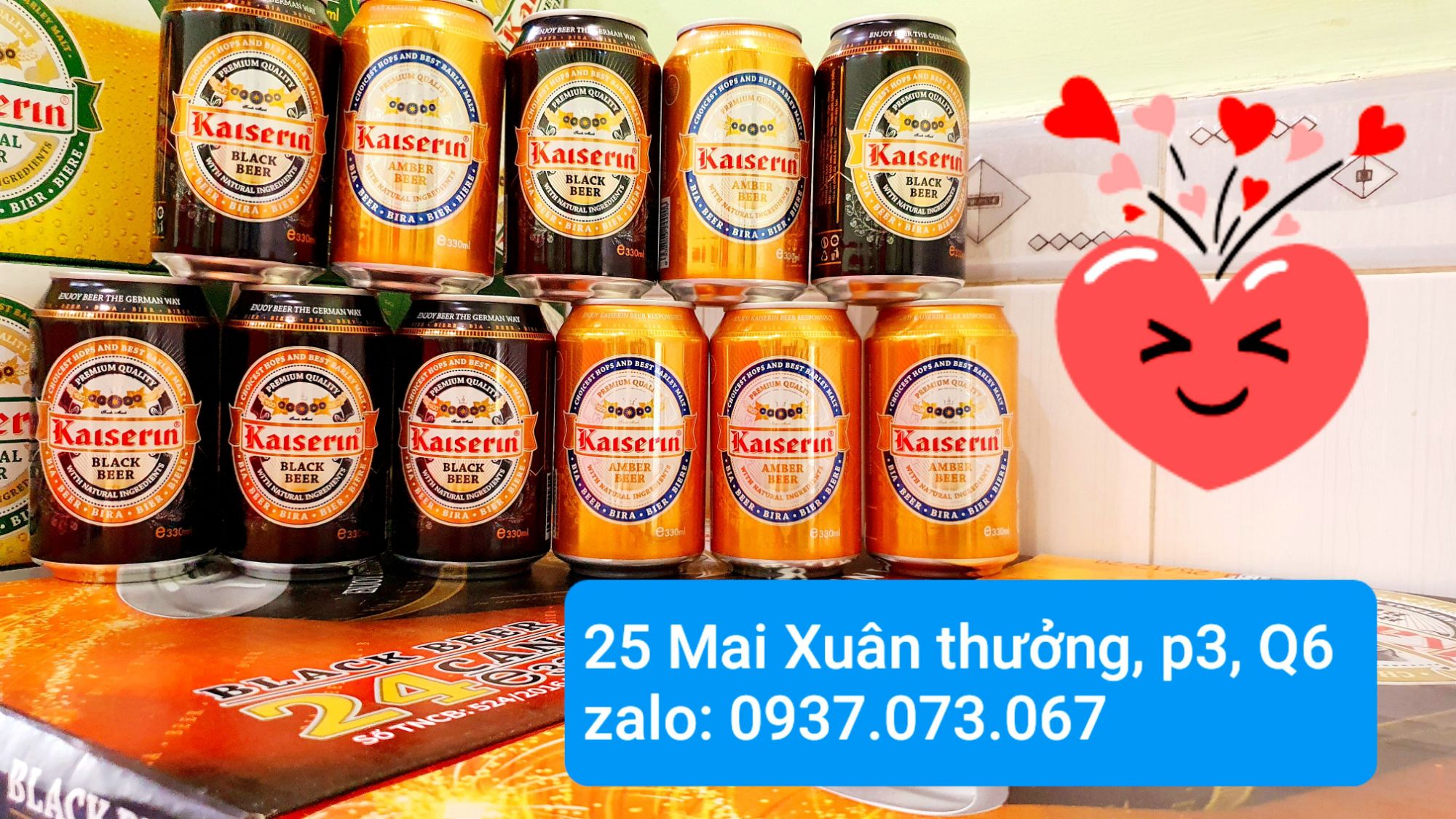Bia Đen + Đỏ Kaiserin 24 lon, HSD: Tháng 12/2023