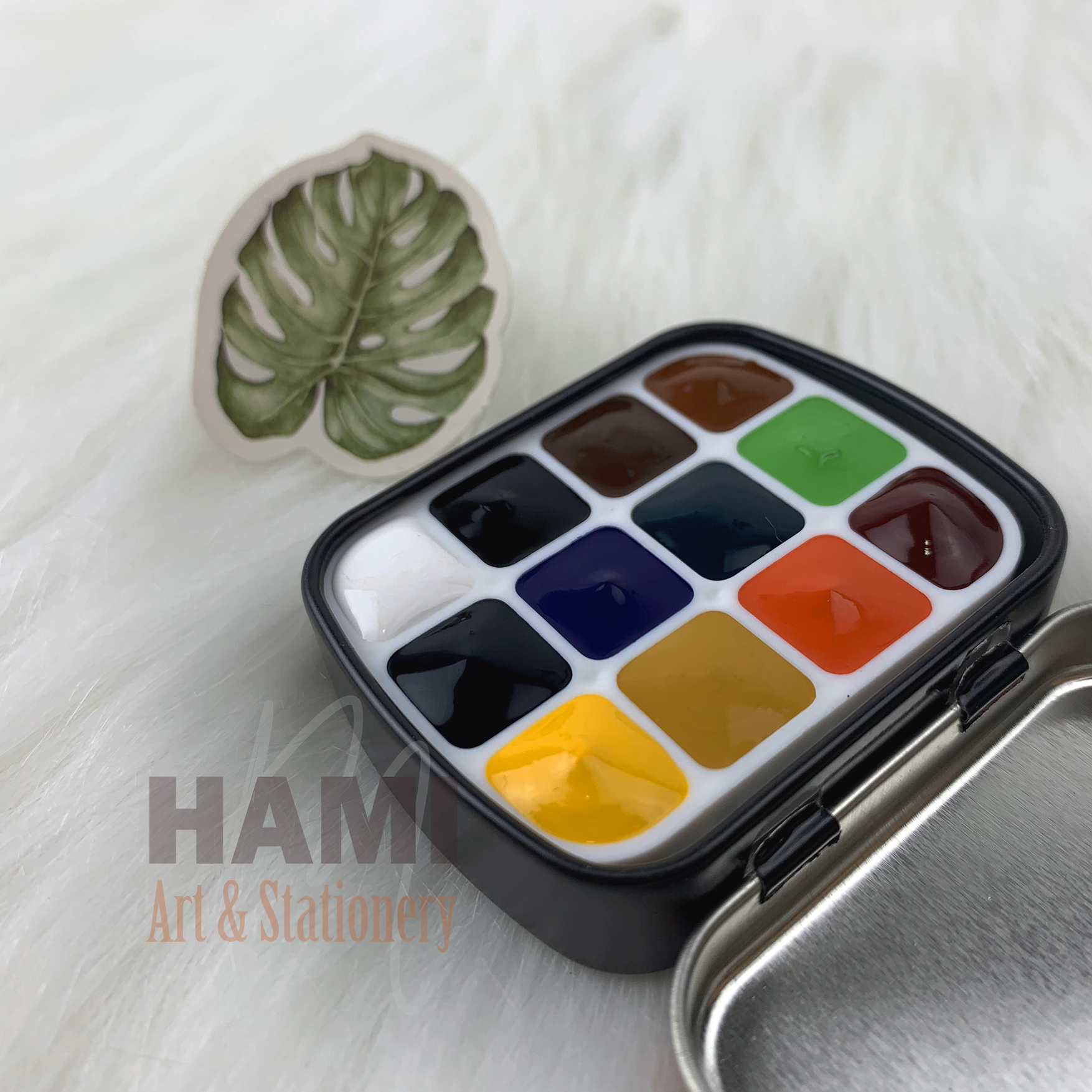 Màu nước Holbein dạng Pocket dùng thử 12/24 màu hộp thiếc kèm pan