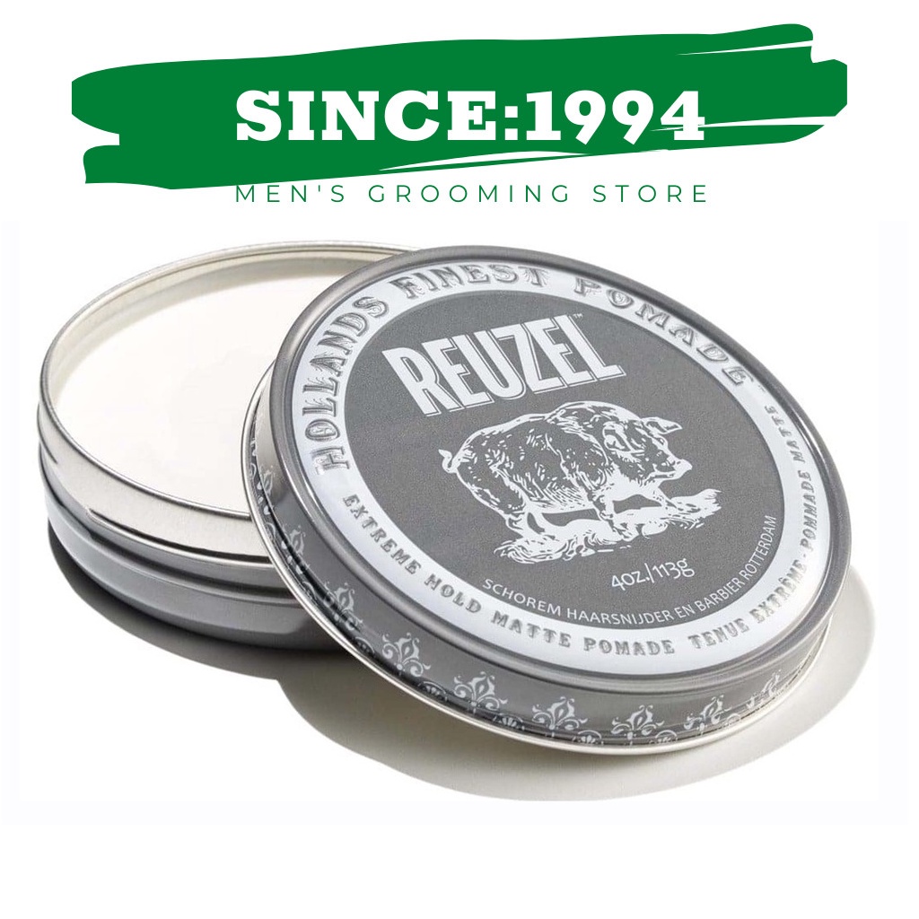 Sáp vuốt tóc Reuzel Extreme Hold Matte - lợn xám