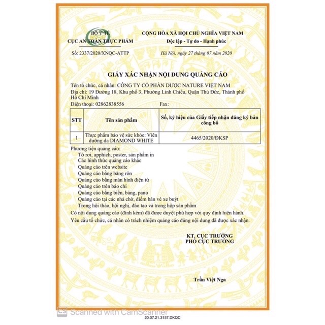 Viên uống trắng da Diamond White (chính hãng Nguyên Tem)