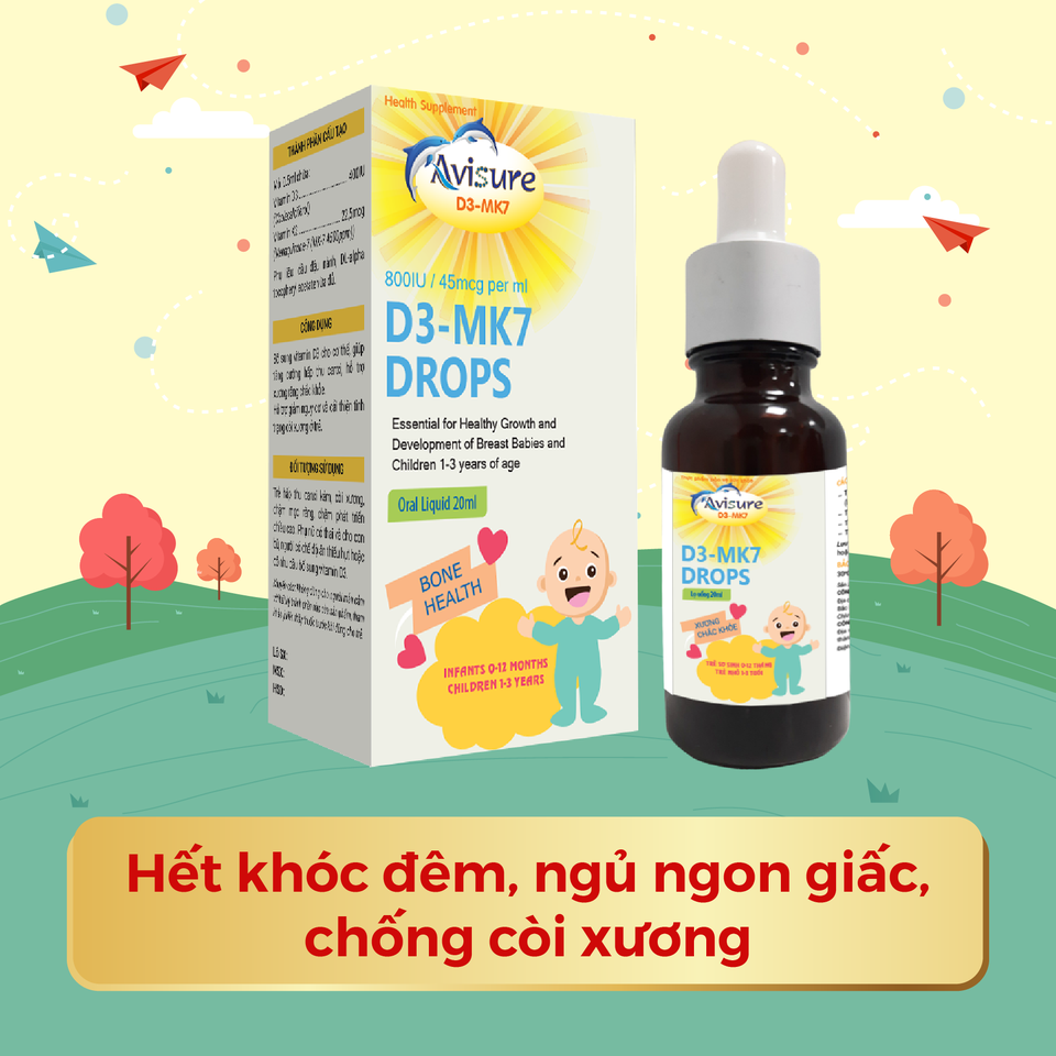 Avisure D3MK7 Drops cung cấp vitamin D3 và K2 cho bé