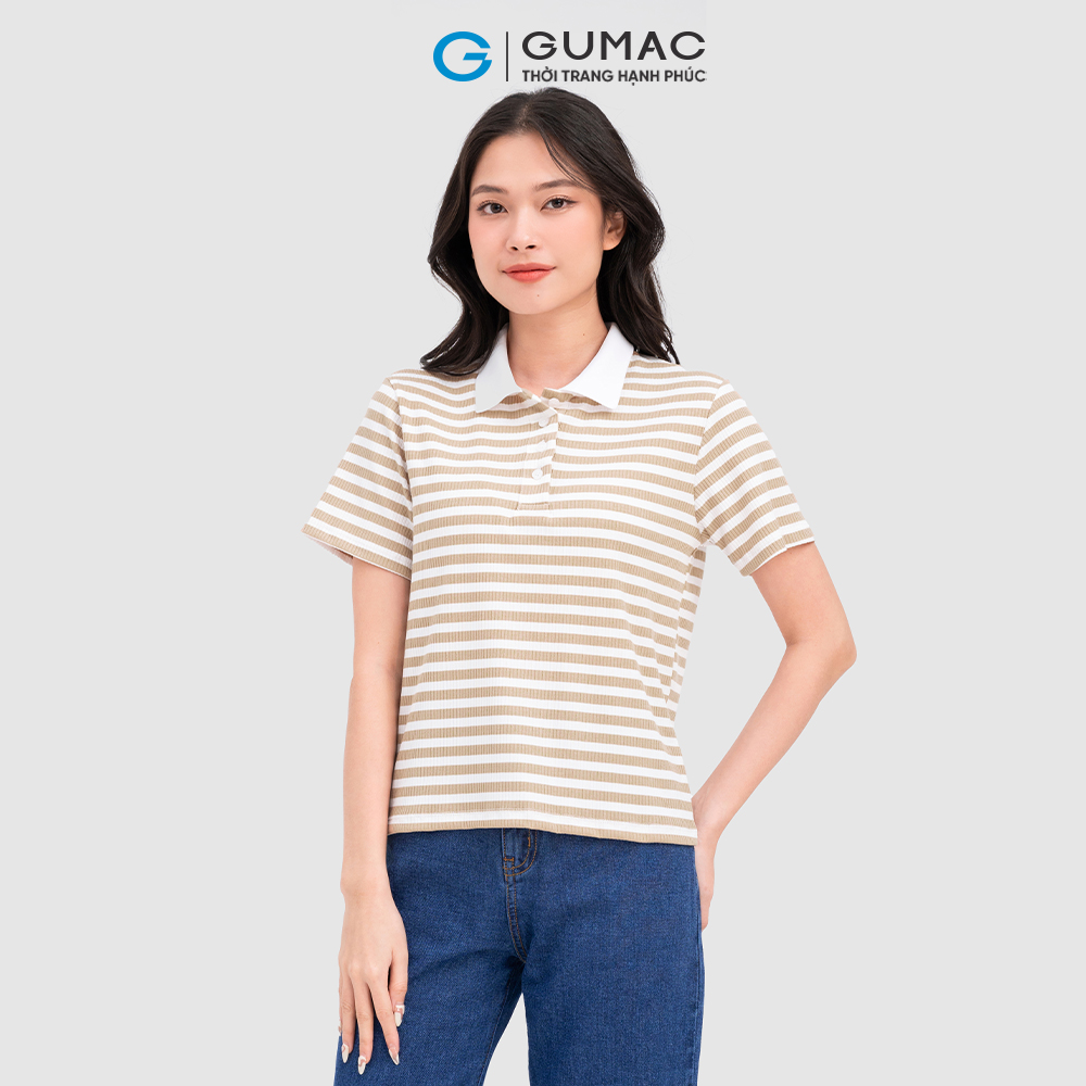 Áo polo nữ gumac, áo polo sọc ngang nhiều màu atc08054