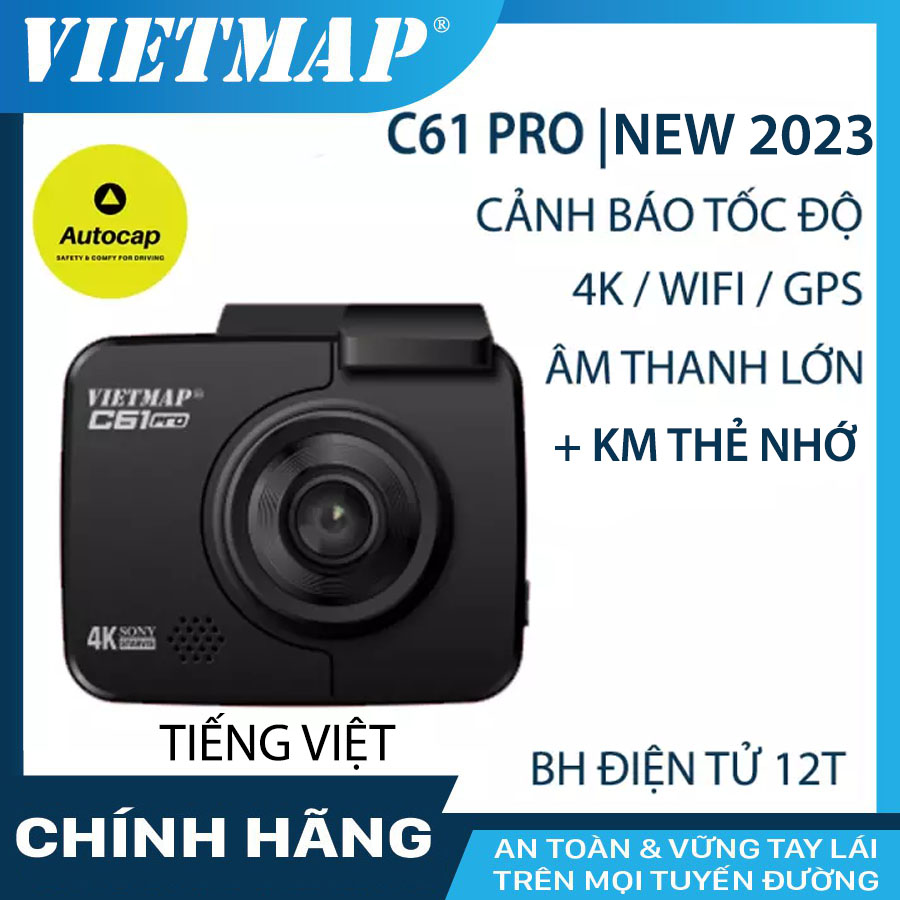 Camera hành trình VIETMAP C61 Pro bản 2023 + thẻ nhớ 128 GB class 10 bền