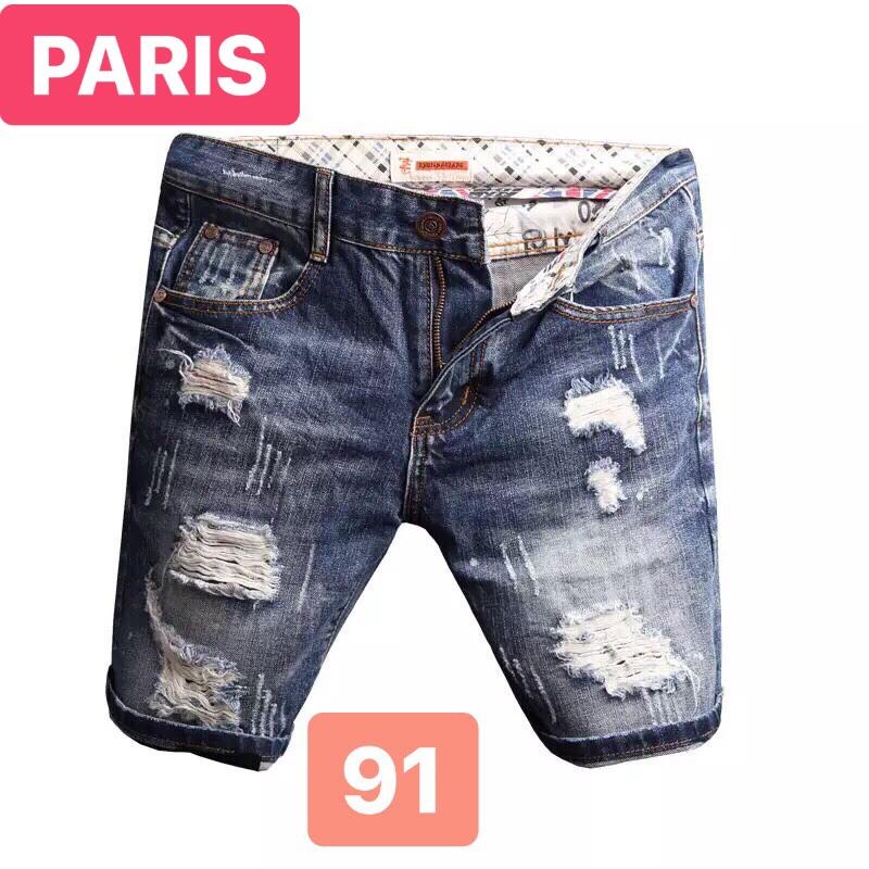 QUẦN SỌT SHORT LỬNG JEAN NAM CHẤT BÒ XANH THÊU NGÔI SAO TREND MỚI PR-91 CAO CẤP - PARIS FASHION