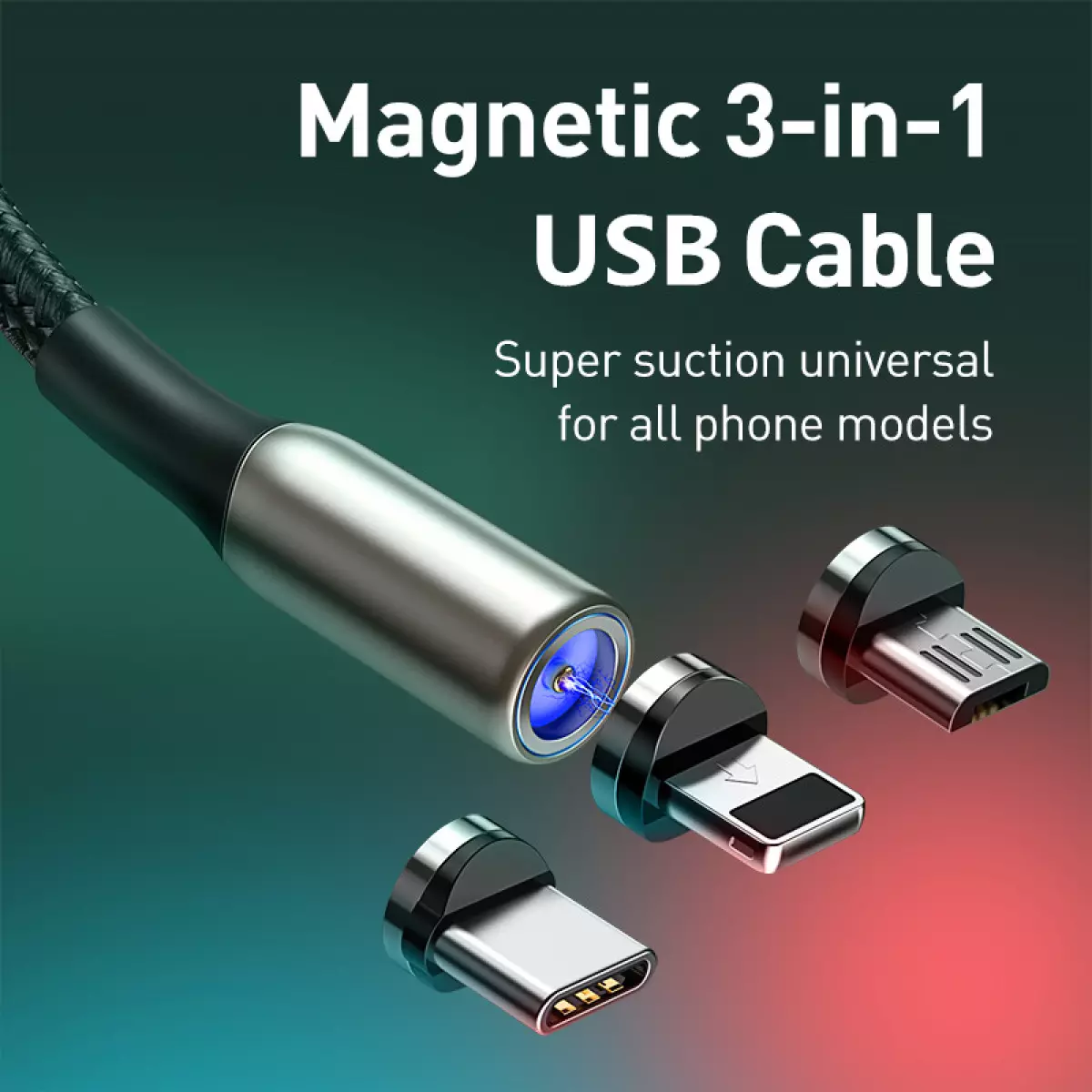 Cáp dây sạc nhanh Baseus Nam Châm Cable USB For Lightning (2.4A)/Micro USB (2.4A)/Type C (3A), chiều dài 1m, truyền dữ liệu tốc độ cao 480Mbps 2.4A, dây siêu bền