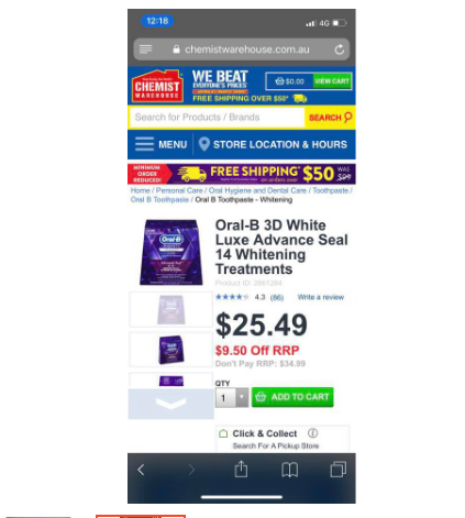 Oralb 3D White Whitestrips Teeth Whitening Strips (1 Box of 14 Pairs)