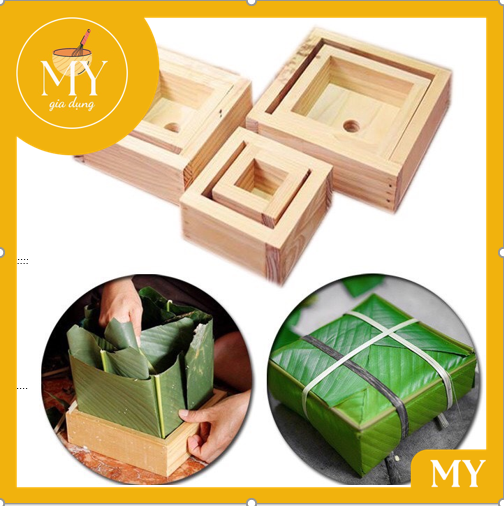 Bộ 2 khuôn gỗ làm bánh chưng - khuôn gỗ làm bánh chưng Vạn Lợi