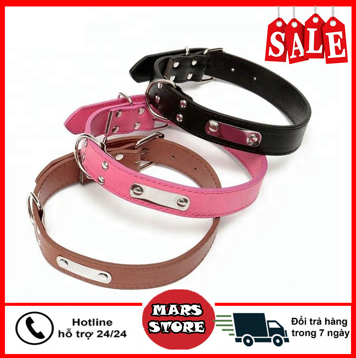 Dây da trơn đeo cổ cho thú cưng loại to, vòng cổ chó bằng da bền đẹp
