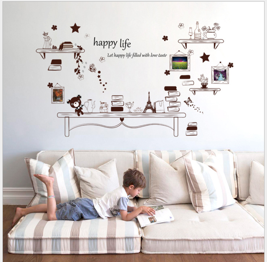 [HCM]Decal giấy dán tường Happy life WD20