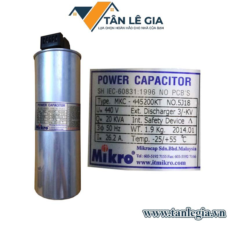 Mikro mkc-445200kt tụ bù 3p 20kvar