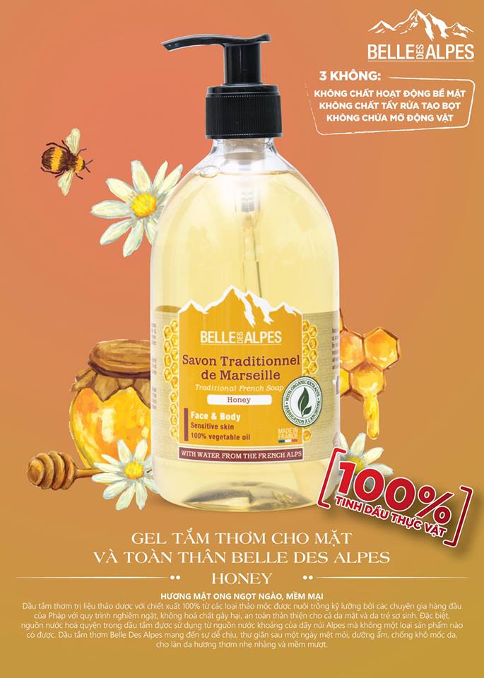 [HCM]Sữa tắm Tinh dầu Organic Pháp Belle Des Alpes