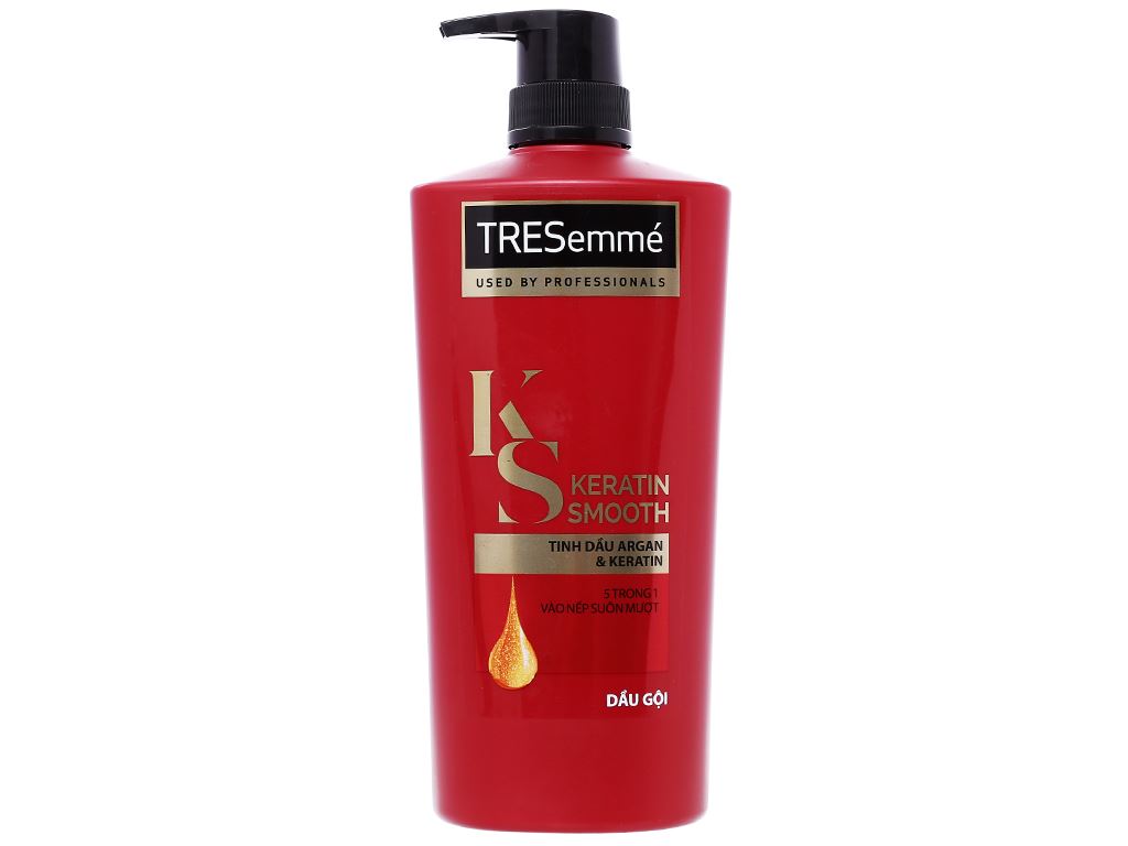 Combo gội 640g, xả 620g & ủ 180ml tresemme keratin smooth với dầu dưỡng tóc argan & keratin vào nếp suôn mượt