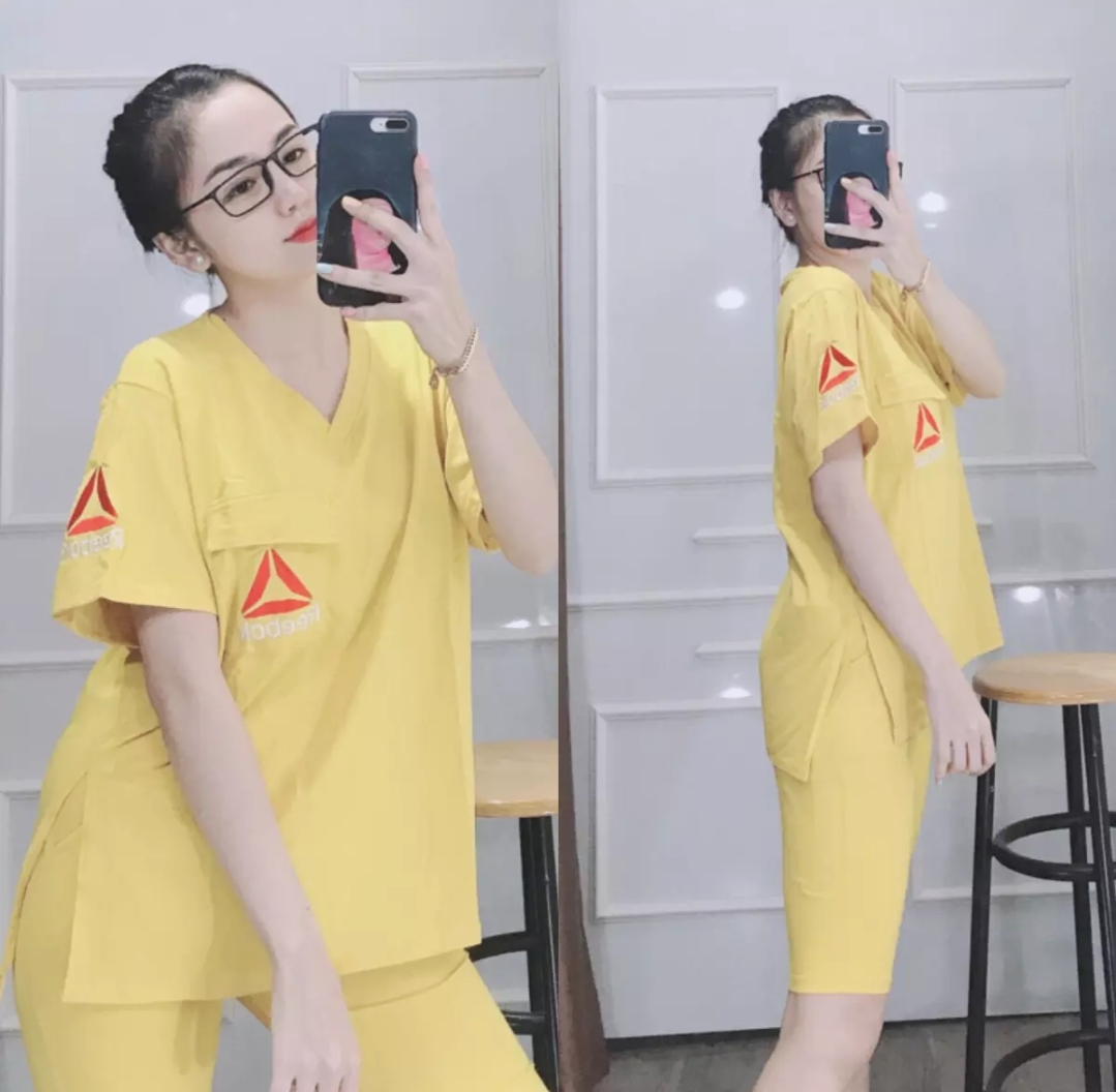 [HCM]SET BỘ LỬNG MẶC NHÀ IN HÌNH TAM GIÁC DỄ THƯƠNG VẢI DÀY MỊN MÁT ( Vàng )