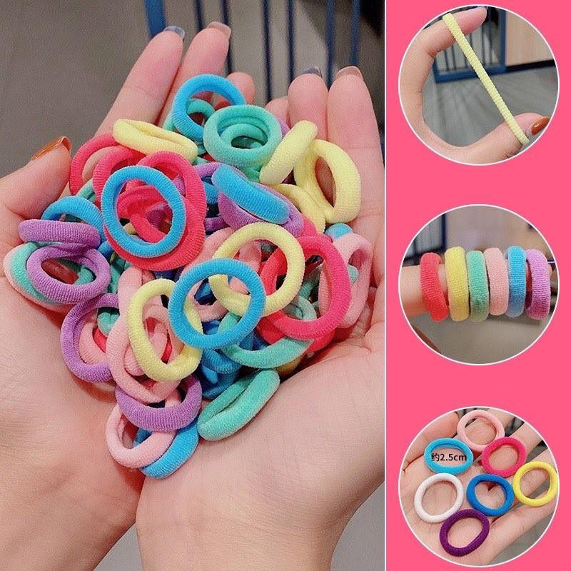 Bộ 500 dây thun cột tóc nhiều màu cho bé