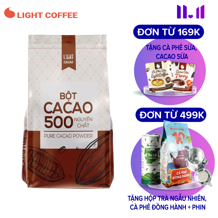 Bột cacao làm bánh nguyên chất 100% - Light cacao - 500gr
