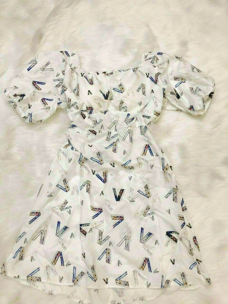 Đầm lụa gắn nơ lưng in 3D xinh xinh fashionzero
