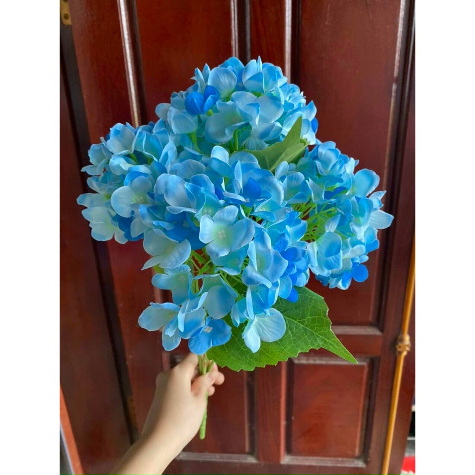 Cụm tú cầu 5 bông to đẹp, hoa tú cầu giả 056