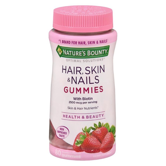 Kẹo Dẻo Skin & Nails Gummies 80 viên - Biotin Nature's Bounty Hair Skin Nails Kẹo Dẻo Skin & Nails Gummies 80 viên - Biotin Nature's Bounty Hair Skin Nails