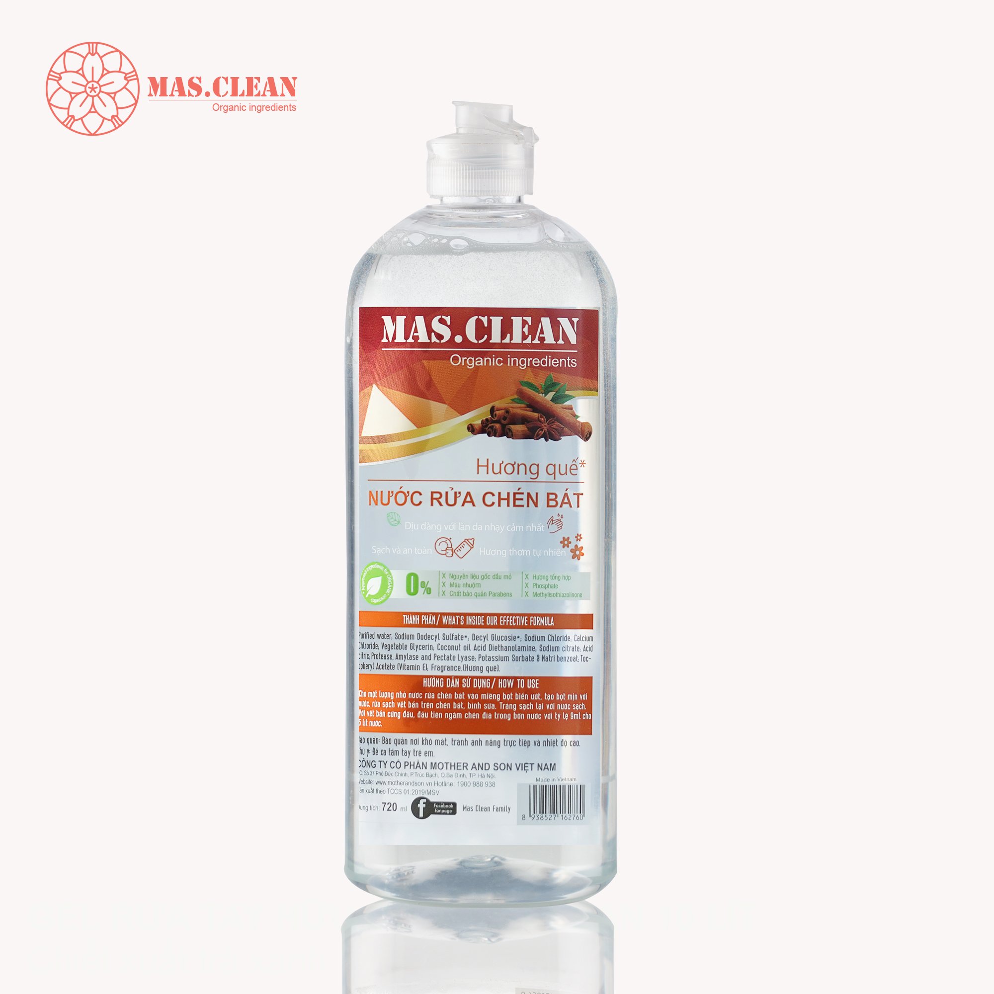 [HCM]Nước rửa chén hữu cơ MasClean - chai 720ml