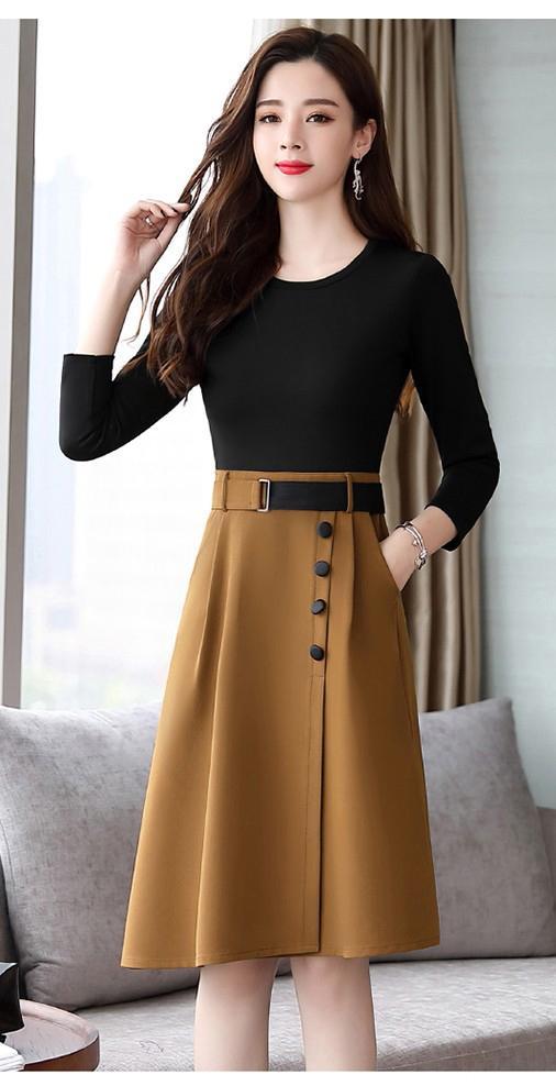 [HCM]CHÂN VÁY XẾP LY PHỐI NÚT SILA