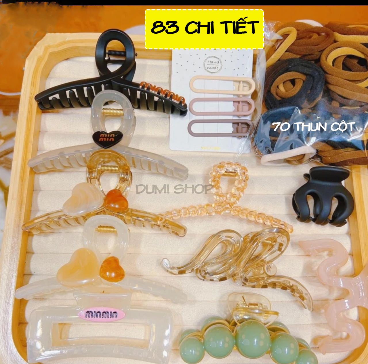 Set kẹp tóc cột tóc 83 chi tiết - 13 kẹp tóc và 70 thun cột tóc