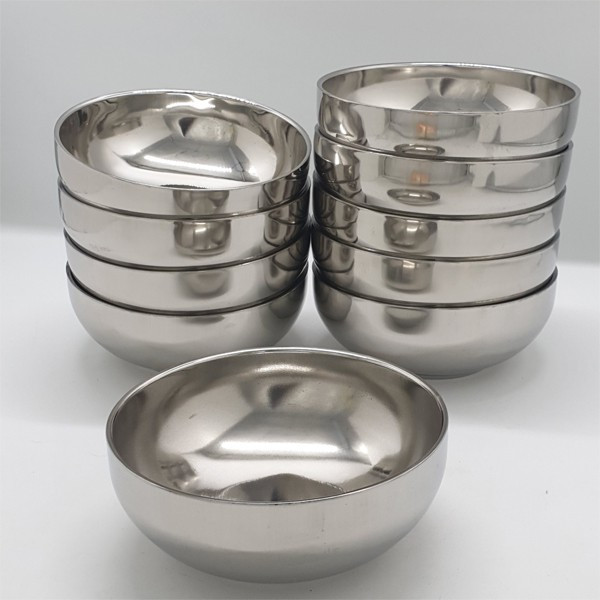 Bộ 10 chén inox cách nhiệt trơn 11cm - bộ 10 chén ăn cơm