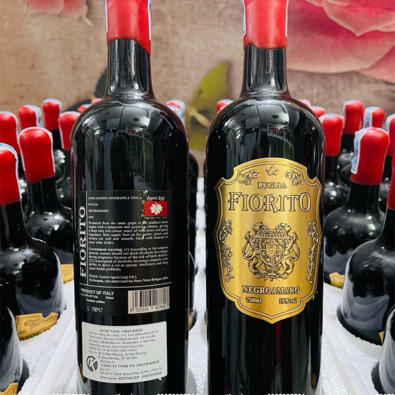 Vang đỏ nhập khẩu Ý FIORITO 16 độ