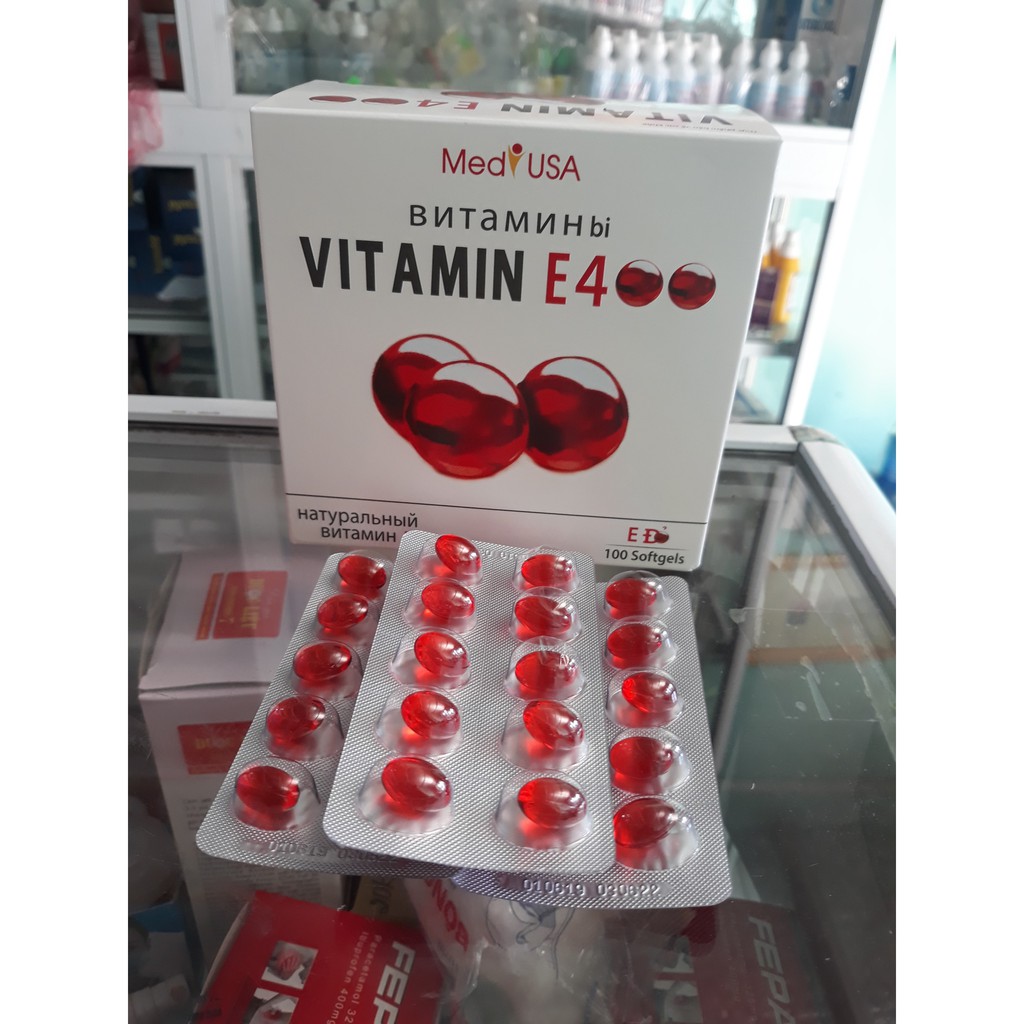 E đỏ - Vitamin E đỏ Nga. Hộp 100 viên