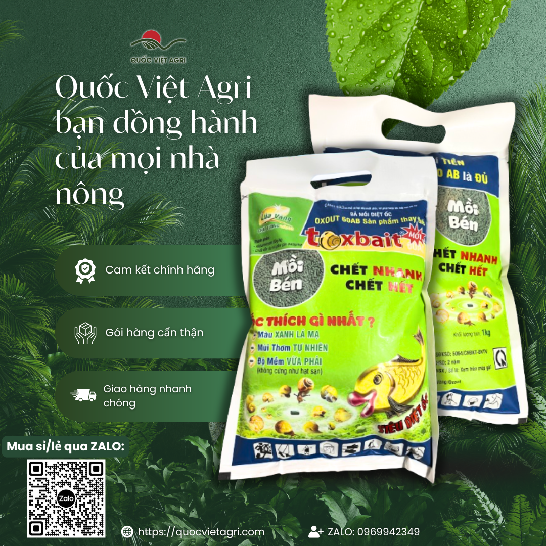 Bả diệt ốc sên TOXBAIT 60AB dạng hạt (gói 1KG) - Metaldehyde 60g/kg Siêu diệt ốc