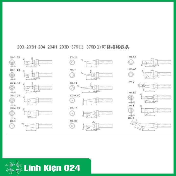 Mũi hàn 200 thay thế cho tay máy hàn Quick 203, Hunter 203