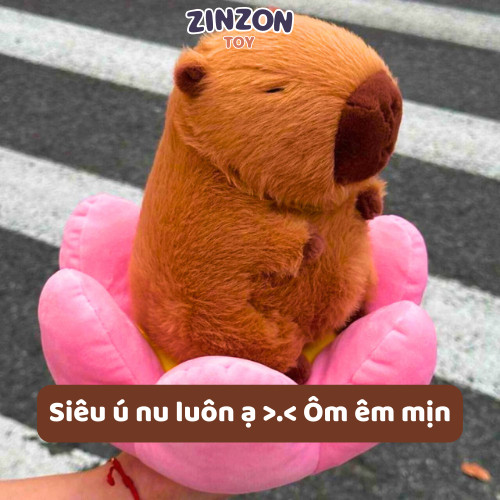 Gấu Bông Capybara Hoa Sen Nhồi Bông Êm Mịn