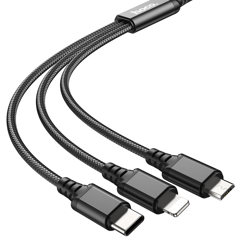 Cáp sạc 3 đầu Hoco X76 Lightning+ Type-C + Micro dây dù siêu bền dài