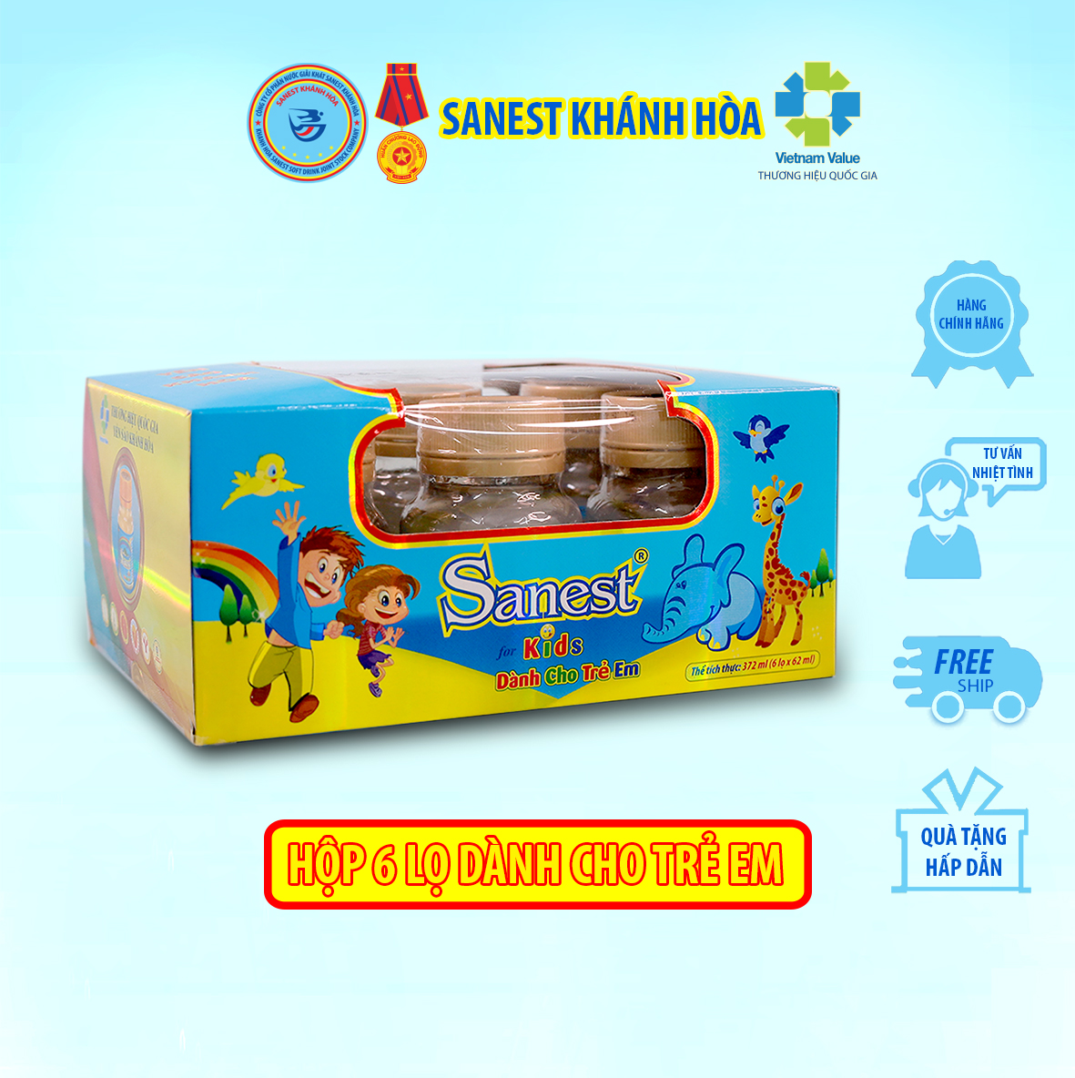 Hộp quà tặng 6 lọ Nước Yến sào Khánh Hòa Sanest Trẻ Em