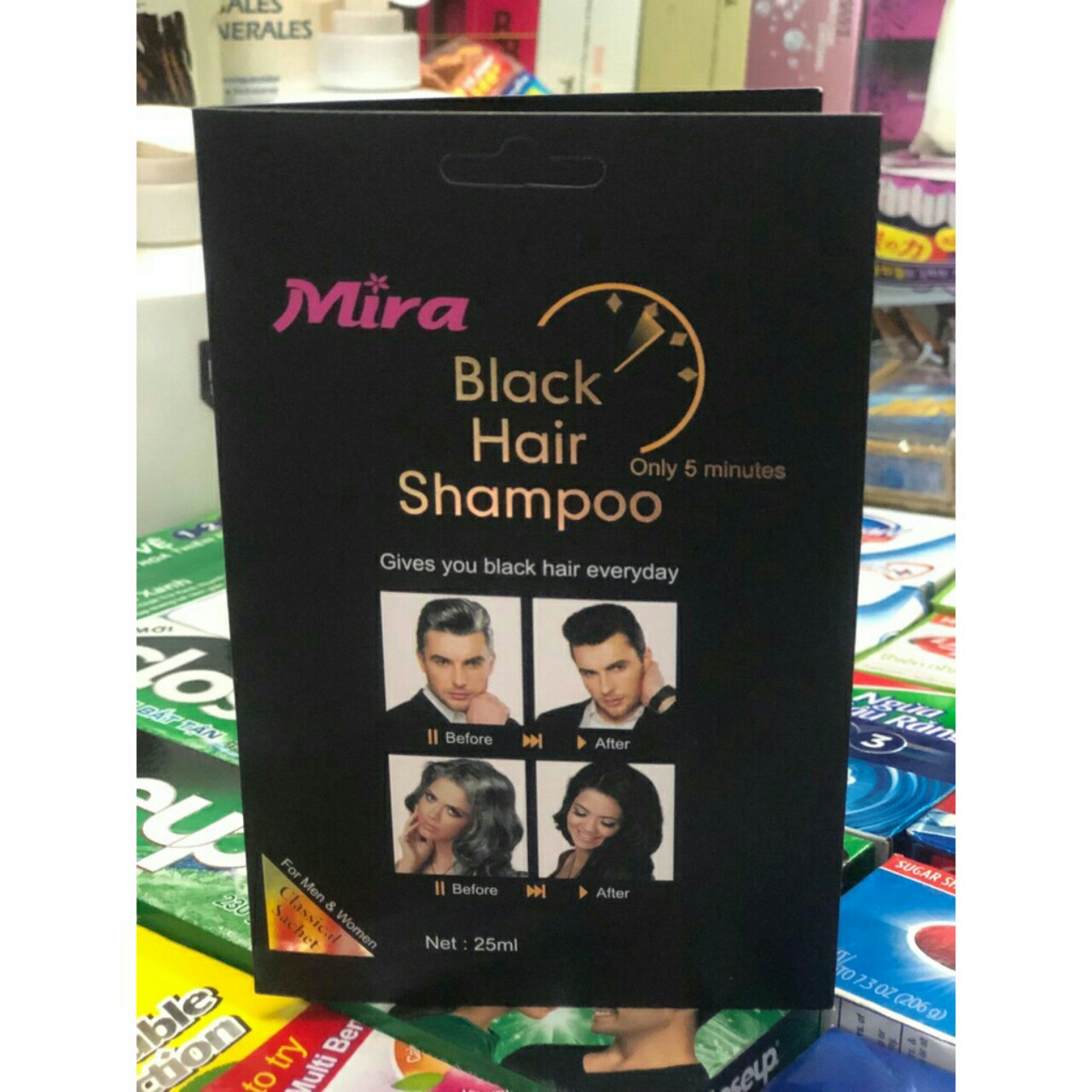 Gội là đen Mira black hair shampoo- nâu matrix