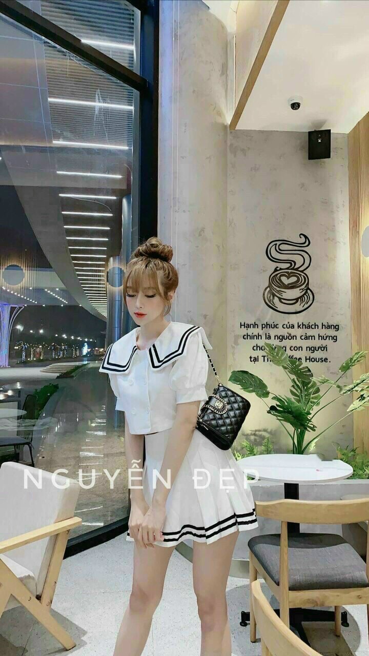 Sét bộ nữ đi chơi áo & Chân Váy Thủy Thủ (Chân váy có quần trong)