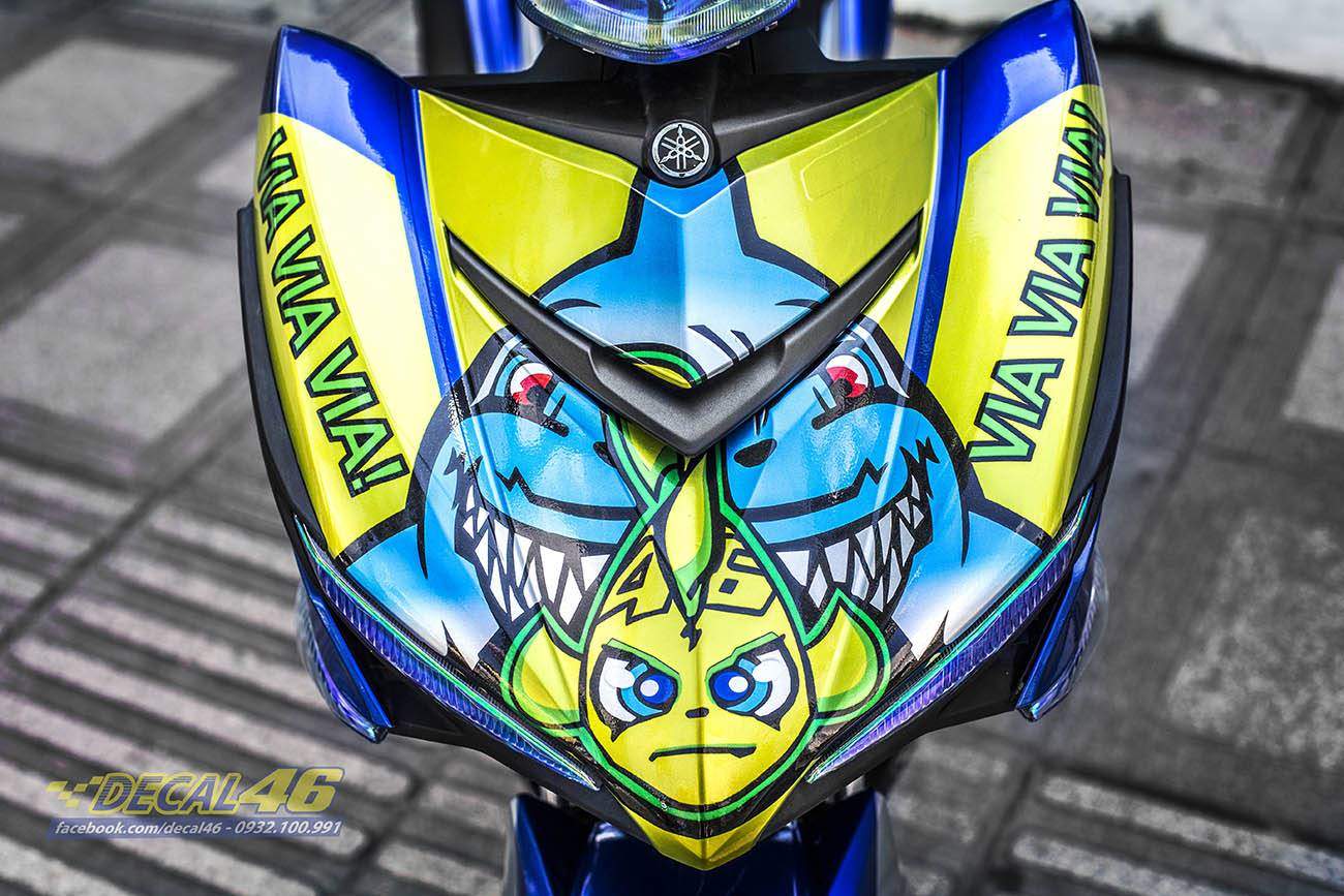 tem TRÙM xe exciter 150 CÁ MẬP màu xanh độ đẹp - Tem dán xe máy exciter 150 làm theo yêu cầu - tem xe exciter 150 màu xanhđẹp rẻ chất