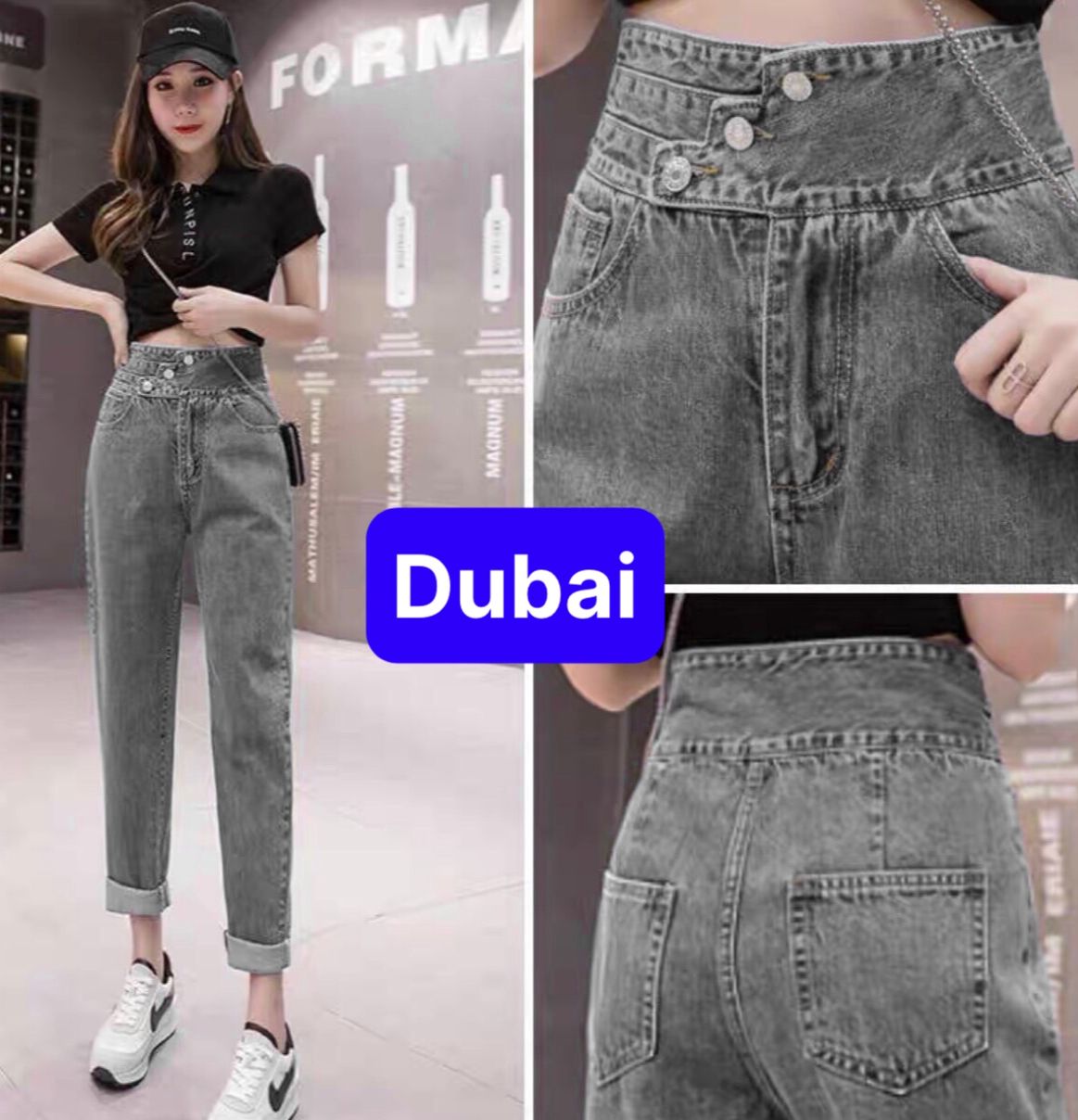 QUẦN BAGGY JEAN NỮ CHẤT BÒ ĐEN XANH XÁM 3 CÚC SANG CHẢNH LƯNG CAO NÂNG MÔNG NHẬT BẢN CAO CẤP HOT TREND 2022 - DUBAI FASHION