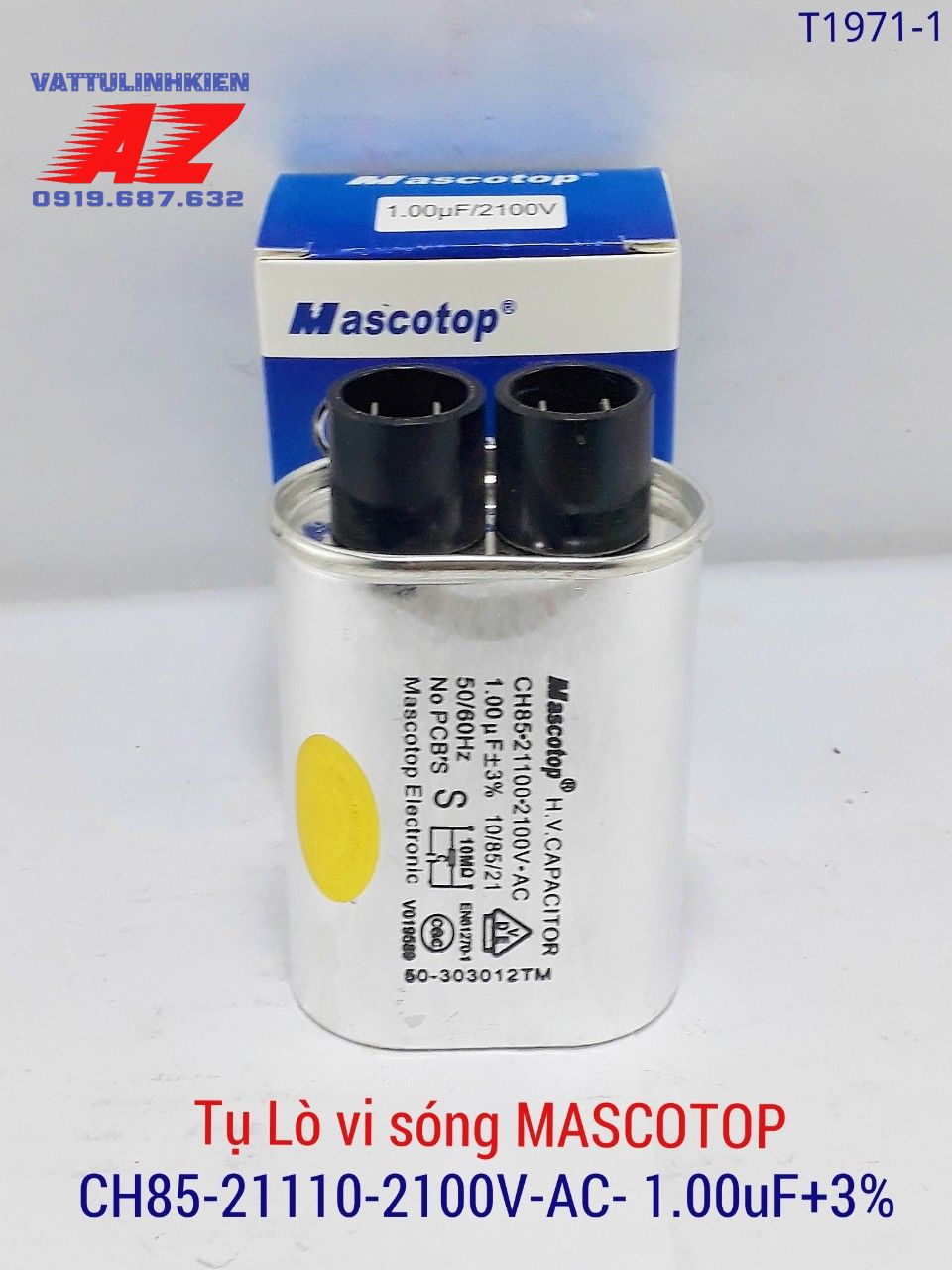 Tụ mascotop ch85-1.00uf+3% cho lò vi sóng