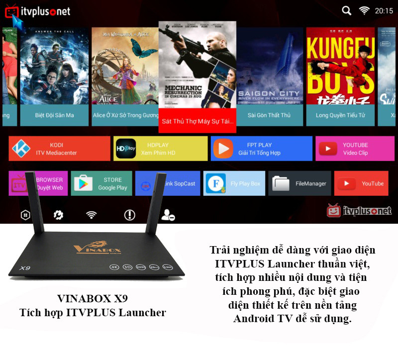 Android TV VinaBox X9 Plus - Ram 2GB Android 6.0 BH 12 THÁNG 1 ĐỔI 1