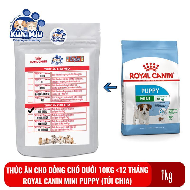 Thức ăn cho dòng chó dưới 10kg và dưới 12 tháng Royal canin Mini puppy gói chia túi zip 1kg
