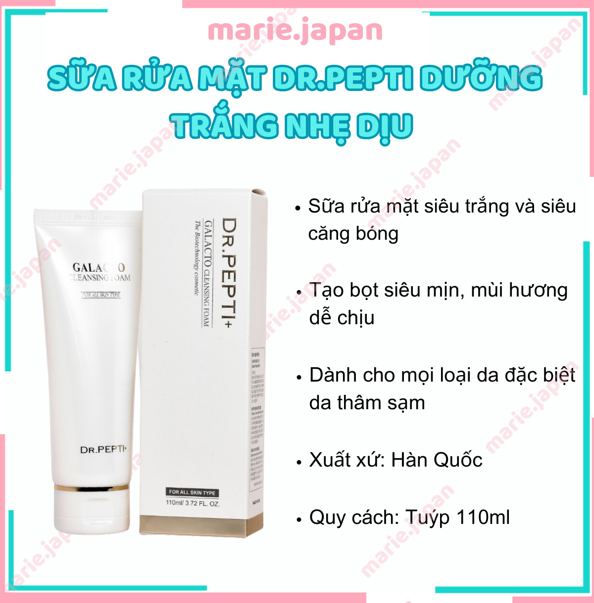Sữa Rửa Mặt Dr.Pepti Galacto Cleansing Foam 110ml