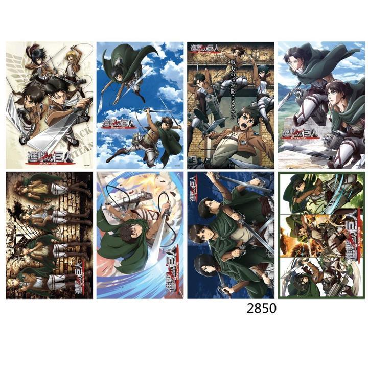 Poster Attack on Titan Đại chiến Titan anime chibi tranh treo album ảnh in hình đẹp