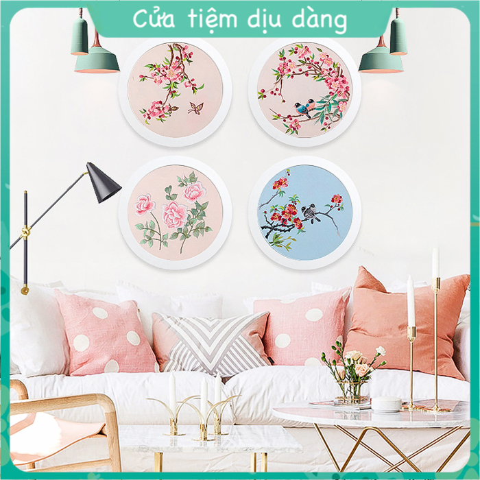 Set thêu embroidery (kèm khung ,vải in sẵn mẫu và chỉ thêu, kim) - mẫu thêu Hoa và chim